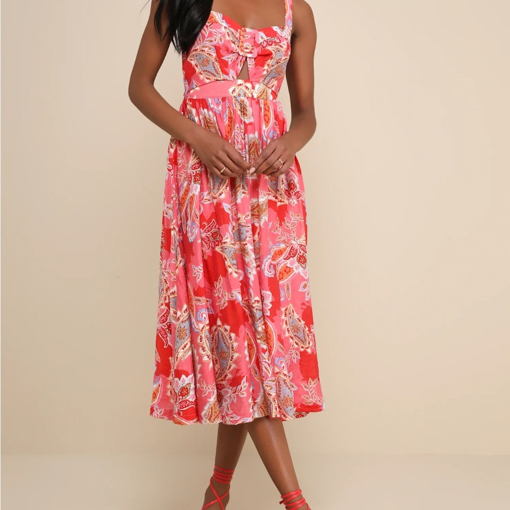 Lulu's Pink Pleated Sundress for Wedding Guest